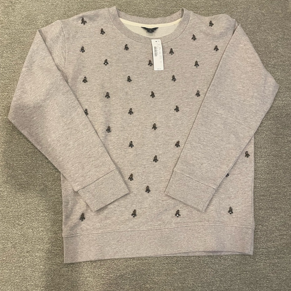 J. Crew Women's Gray Embellished Sweatshirt